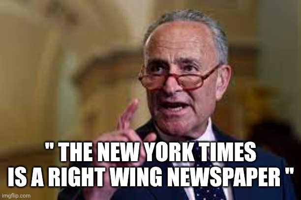 Chuck Shumer | " THE NEW YORK TIMES IS A RIGHT WING NEWSPAPER " | image tagged in chuck shumer | made w/ Imgflip meme maker