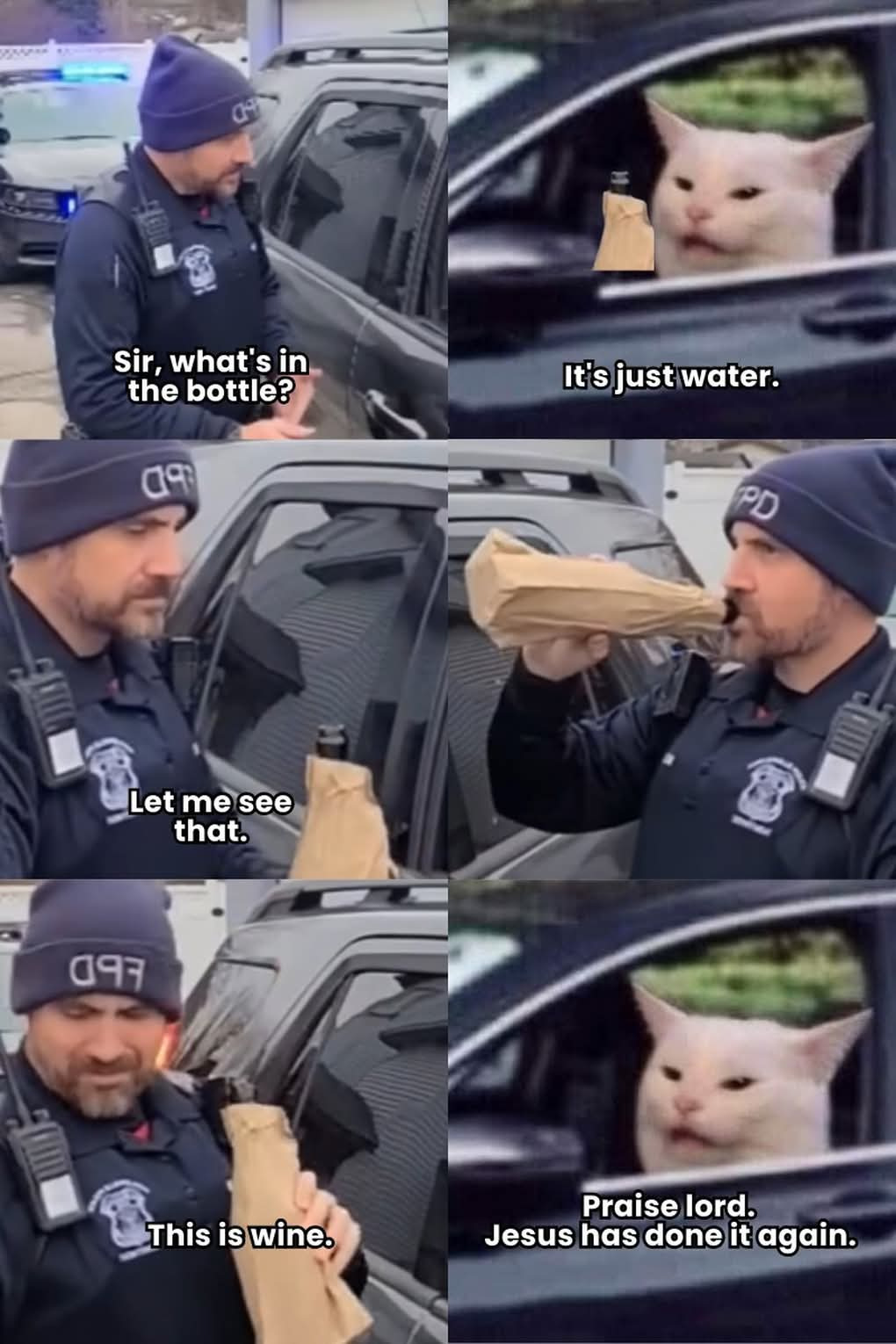traffic stop water to wine Blank Meme Template