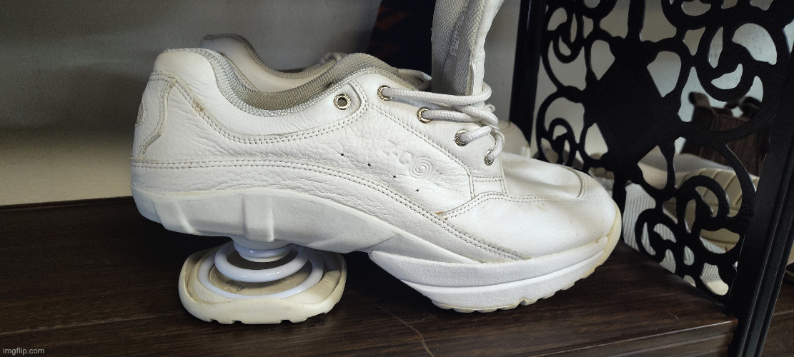 i found the funny boing boing shoes while volunteering at the charity thing | made w/ Imgflip meme maker