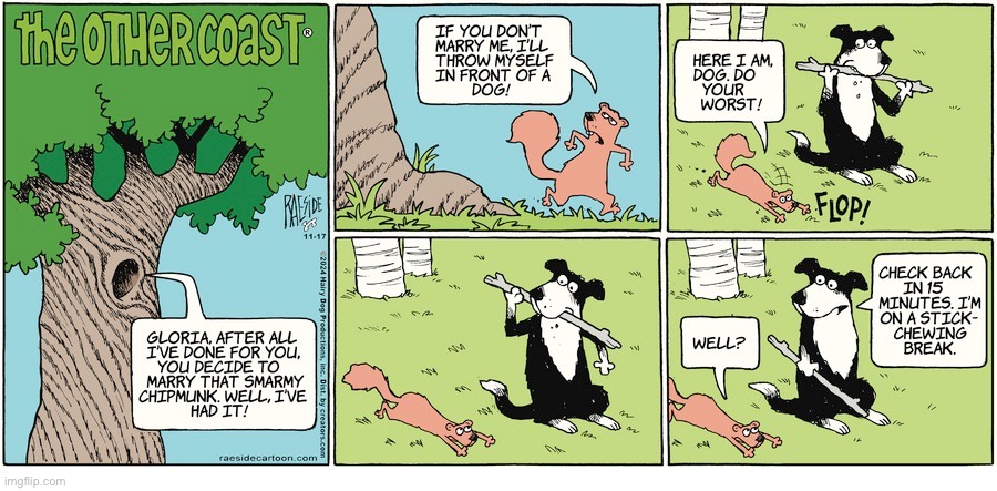 The Other Coast | image tagged in comics,the other coast,squirrel,dog | made w/ Imgflip meme maker