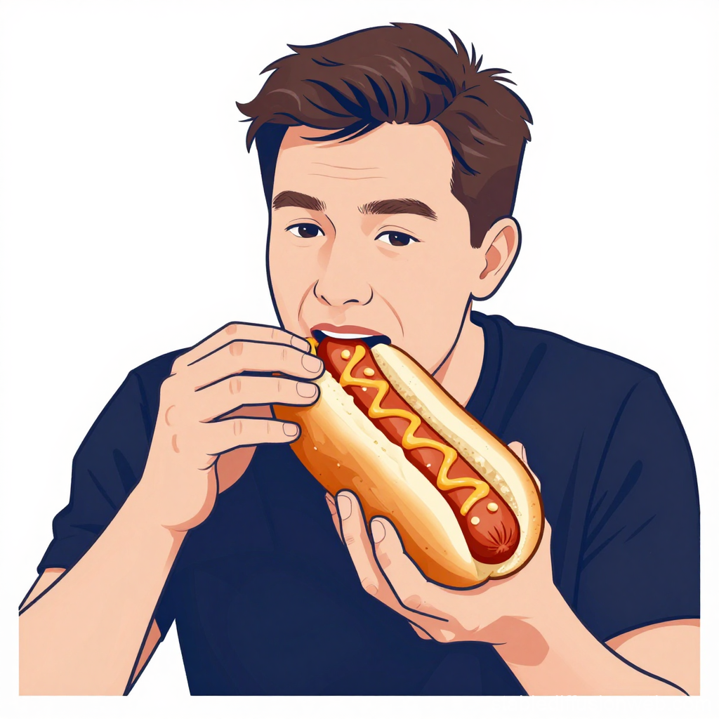 Man eating a hotdog Blank Meme Template