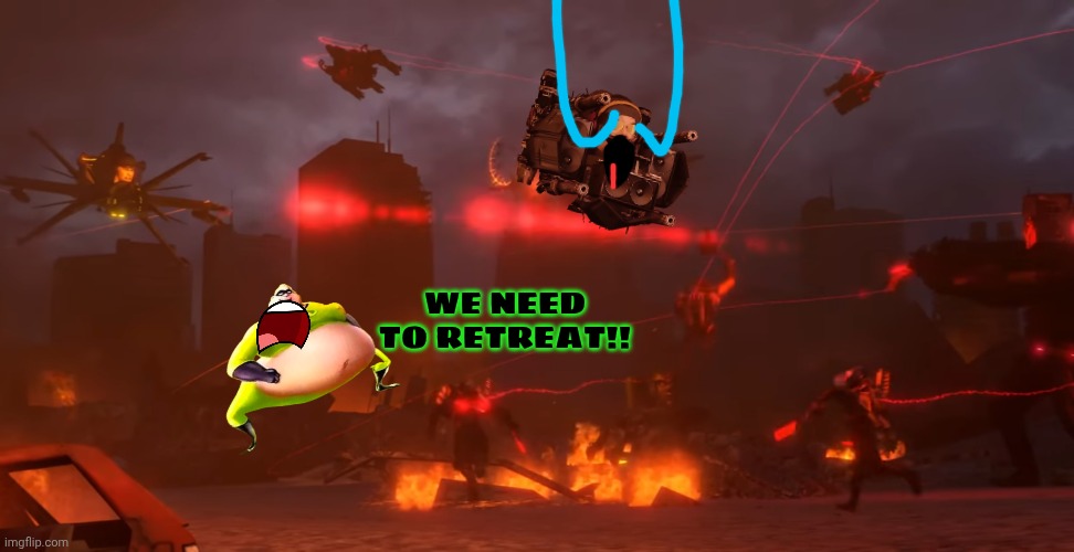 The armada arrives to aid the illagers | WE NEED TO RETREAT!! | made w/ Imgflip meme maker
