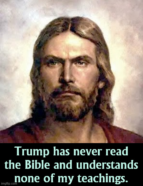 Angry Jesus | Trump has never read the Bible and understands none of my teachings. | image tagged in angry jesus,trump,false,christian | made w/ Imgflip meme maker