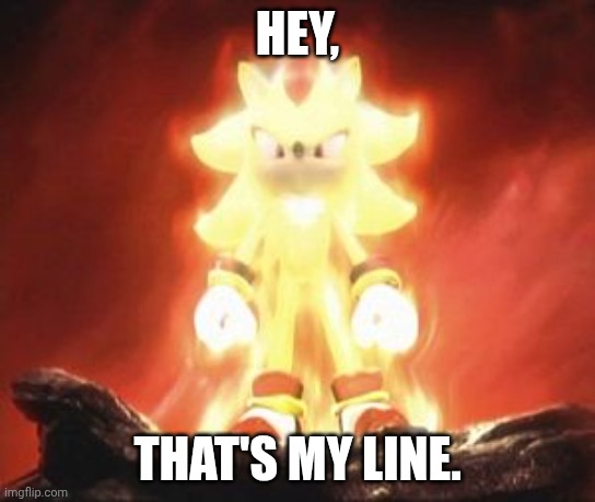 Super Shadow | HEY, THAT'S MY LINE. | image tagged in super shadow | made w/ Imgflip meme maker