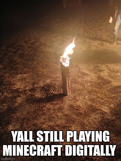 I broke | YALL STILL PLAYING MINECRAFT DIGITALLY | image tagged in minecraft,irl,gaming | made w/ Imgflip meme maker