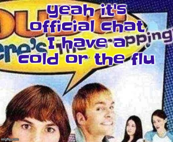 dude where's the cropping | yeah it's official chat I have a cold or the flu | image tagged in dude where's the cropping | made w/ Imgflip meme maker