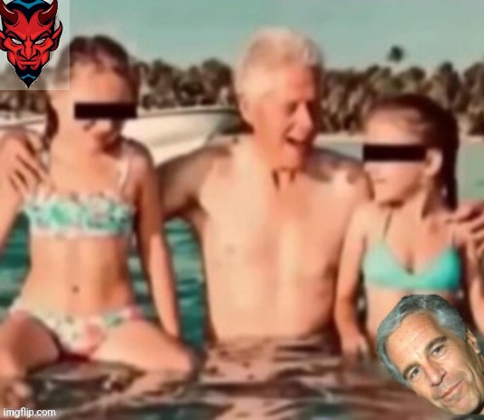 Jailbait Bill Clinton on Epstein Island Blank Meme Template