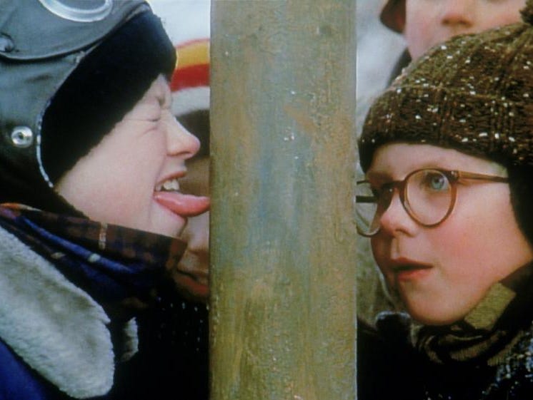 A Christmas Story tongue stuck Blank Meme Template