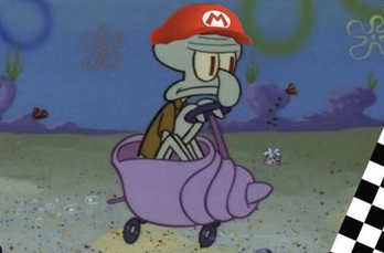 Squidward Kart Blank Meme Template