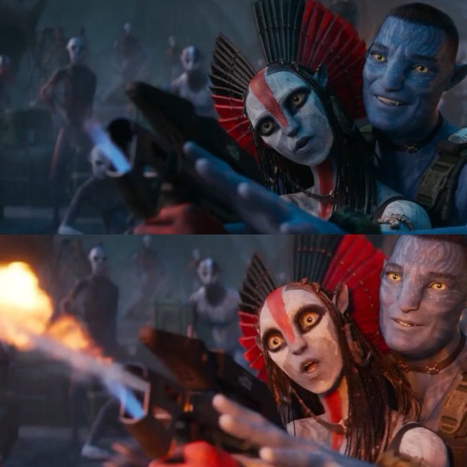 Blue Avatar GF Fires Gun Blank Meme Template