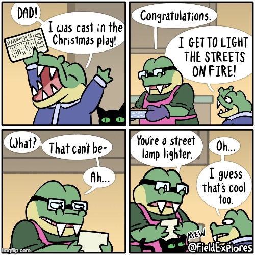 image tagged in alligators,christmas,play,lamp,lighter,oof | made w/ Imgflip meme maker
