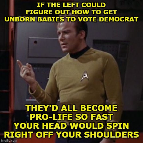 The Principles of the Left | IF THE LEFT COULD FIGURE OUT HOW TO GET UNBORN BABIES TO VOTE DEMOCRAT; THEY'D ALL BECOME PRO-LIFE SO FAST YOUR HEAD WOULD SPIN RIGHT OFF YOUR SHOULDERS | made w/ Imgflip meme maker