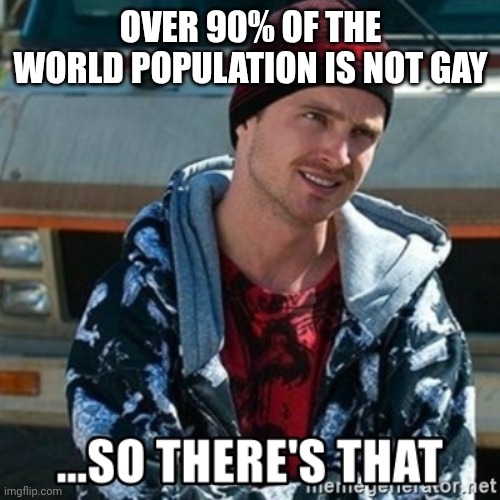 So there's that | OVER 90% OF THE WORLD POPULATION IS NOT GAY | image tagged in so there's that | made w/ Imgflip meme maker