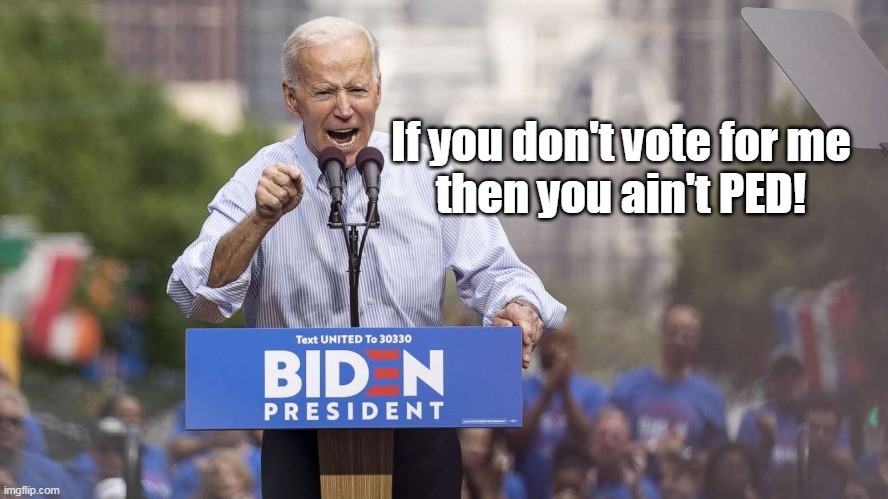 If you don't vote for me
then you ain't PED! | made w/ Imgflip meme maker