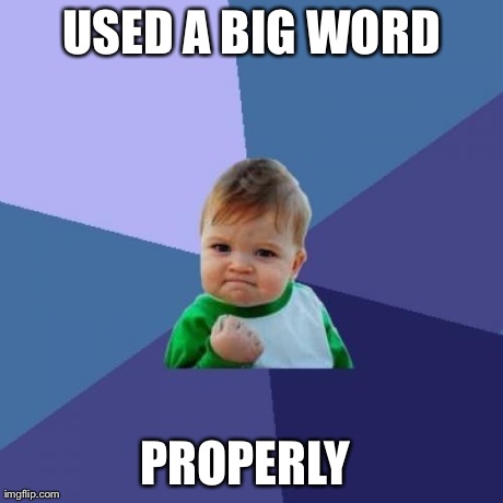 Success Kid Meme | USED A BIG WORD PROPERLY | image tagged in memes,success kid,AdviceAnimals | made w/ Imgflip meme maker