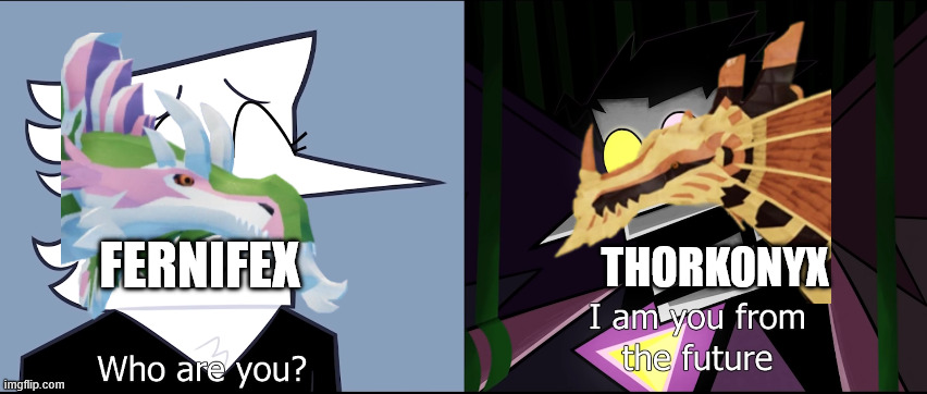 spamton past and future | FERNIFEX; THORKONYX | image tagged in spamton past and future,roblox | made w/ Imgflip meme maker