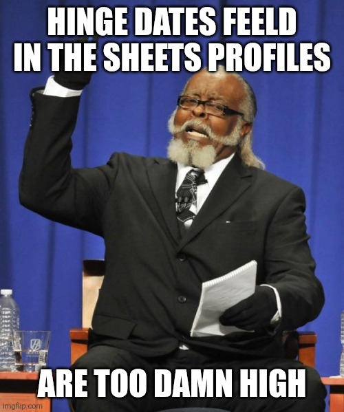 Rent Is Too Damn High | HINGE DATES FEELD IN THE SHEETS PROFILES; ARE TOO DAMN HIGH | image tagged in rent is too damn high | made w/ Imgflip meme maker