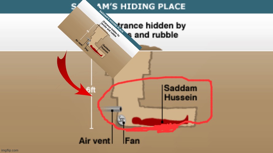 Saddam's Hiding Place | image tagged in saddam's hiding place | made w/ Imgflip meme maker