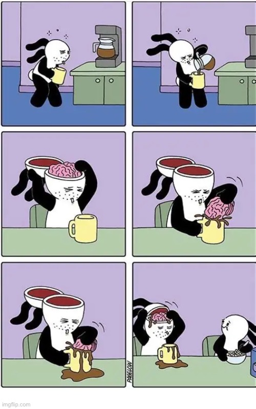 Buni Comics | image tagged in comics,buni comics,dad,brain,coffee,tired | made w/ Imgflip meme maker