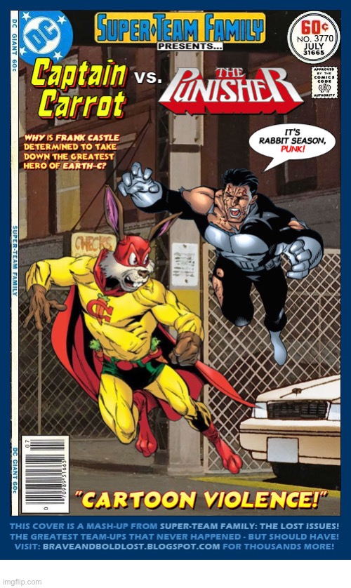 image tagged in comics,punisher,captain carrot,mashup,super team family | made w/ Imgflip meme maker