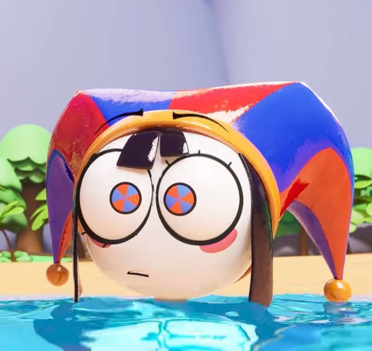 Pomni swimming Blank Meme Template