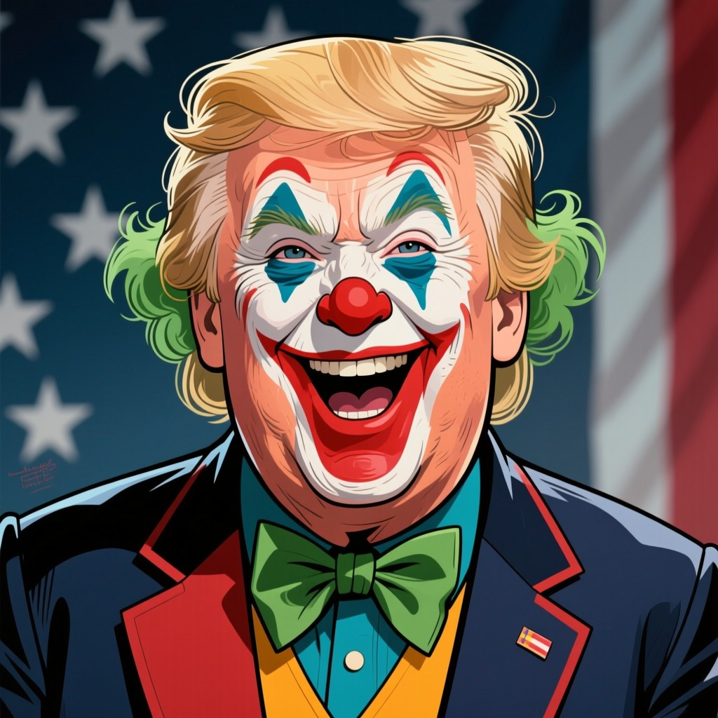 Donald Trump clown face clownface cartoon Joker Blank Meme Template