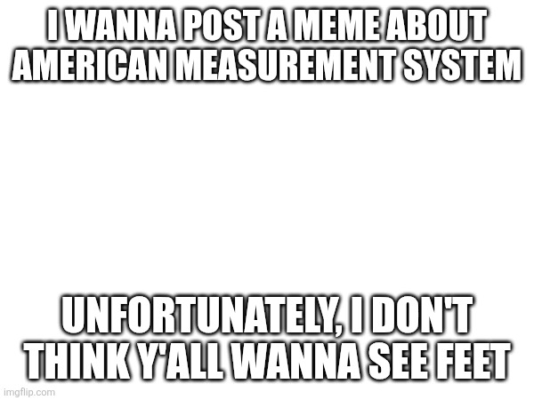 I WANNA POST A MEME ABOUT AMERICAN MEASUREMENT SYSTEM; UNFORTUNATELY, I DON'T THINK Y'ALL WANNA SEE FEET | made w/ Imgflip meme maker