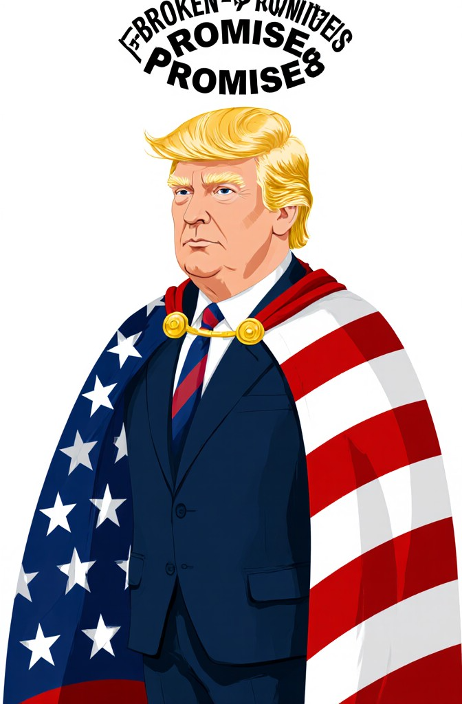 Donald Trump wearing American flag Broken Promises Blank Meme Template