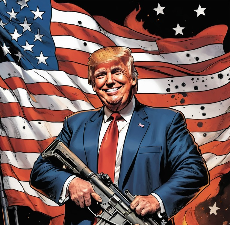 Donald Trump American Flag AR-15 rifle Blank Meme Template