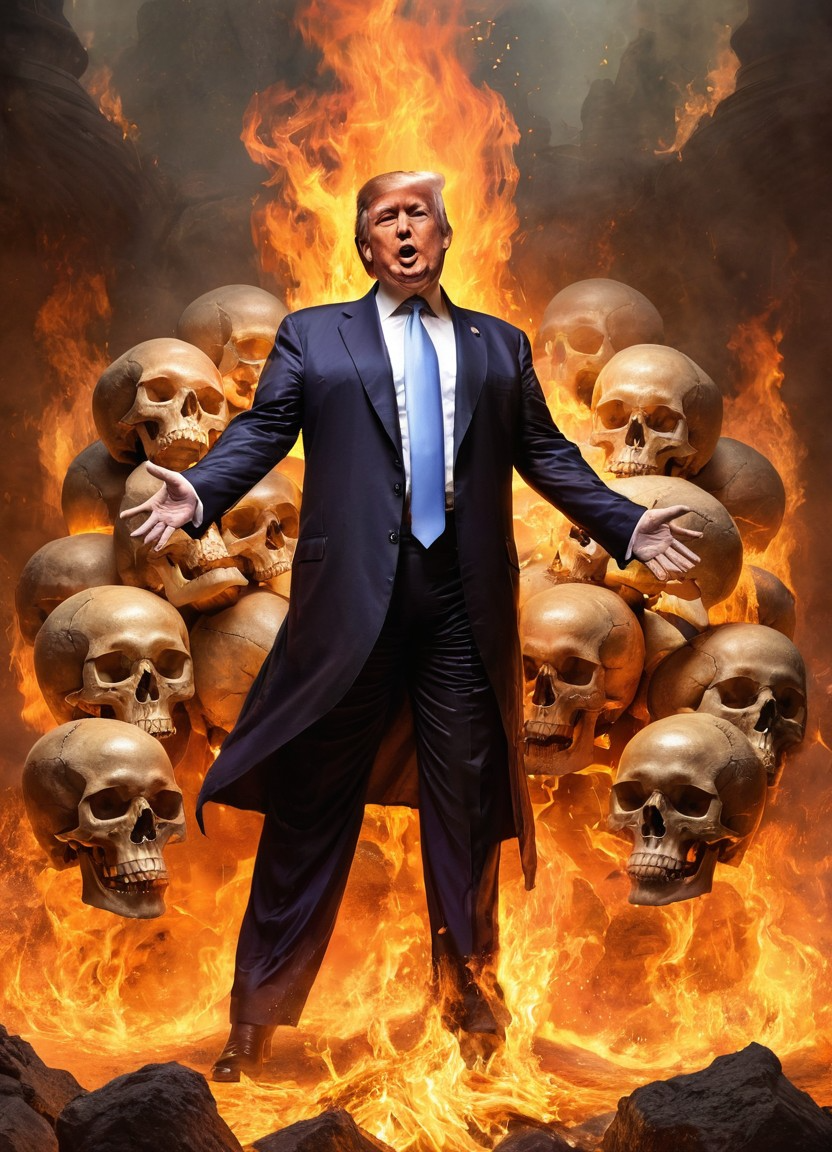Donald Trump Burning Skulls Fire Chaos Blank Meme Template