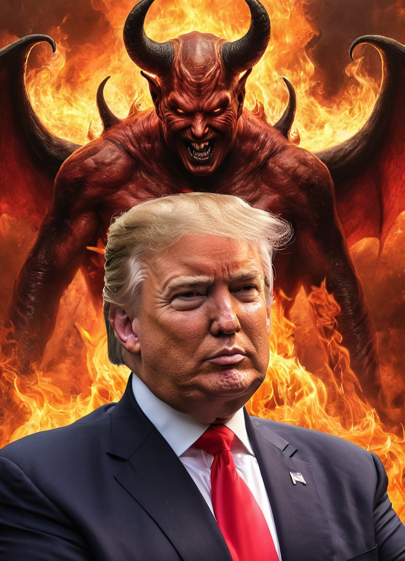 Donald Trump Demon Devil  Evil Hell Fire Blank Meme Template