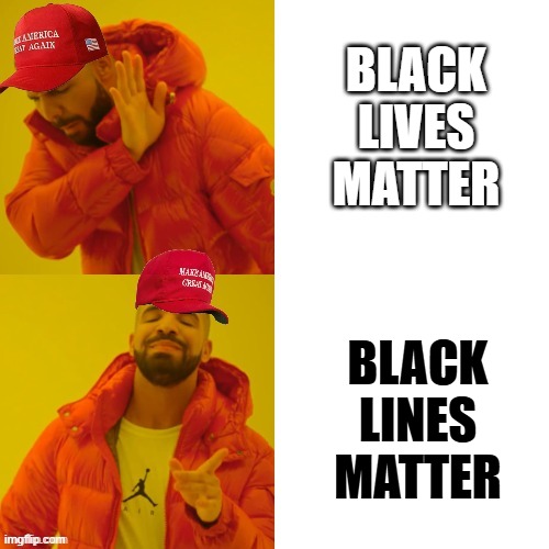 Epstein List | BLACK LINES MATTER; BLACK LIVES MATTER | image tagged in maga drake | made w/ Imgflip meme maker