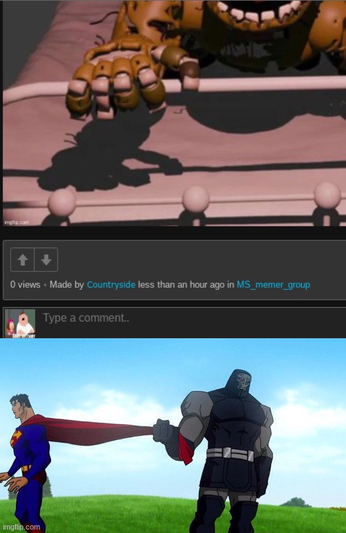 image tagged in darkseid pulling superman cape | made w/ Imgflip meme maker