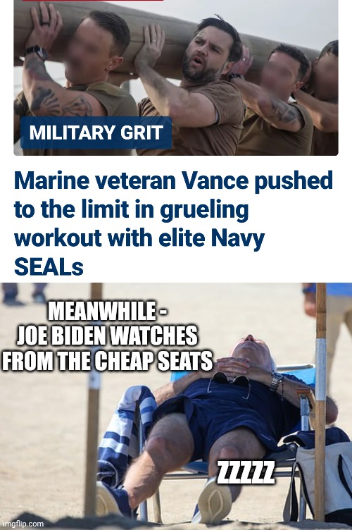 On The Beach | MEANWHILE -
JOE BIDEN WATCHES FROM THE CHEAP SEATS; ZZZZZ | image tagged in biden sleeping on beach,leftists,liberals,democrats,vance | made w/ Imgflip meme maker