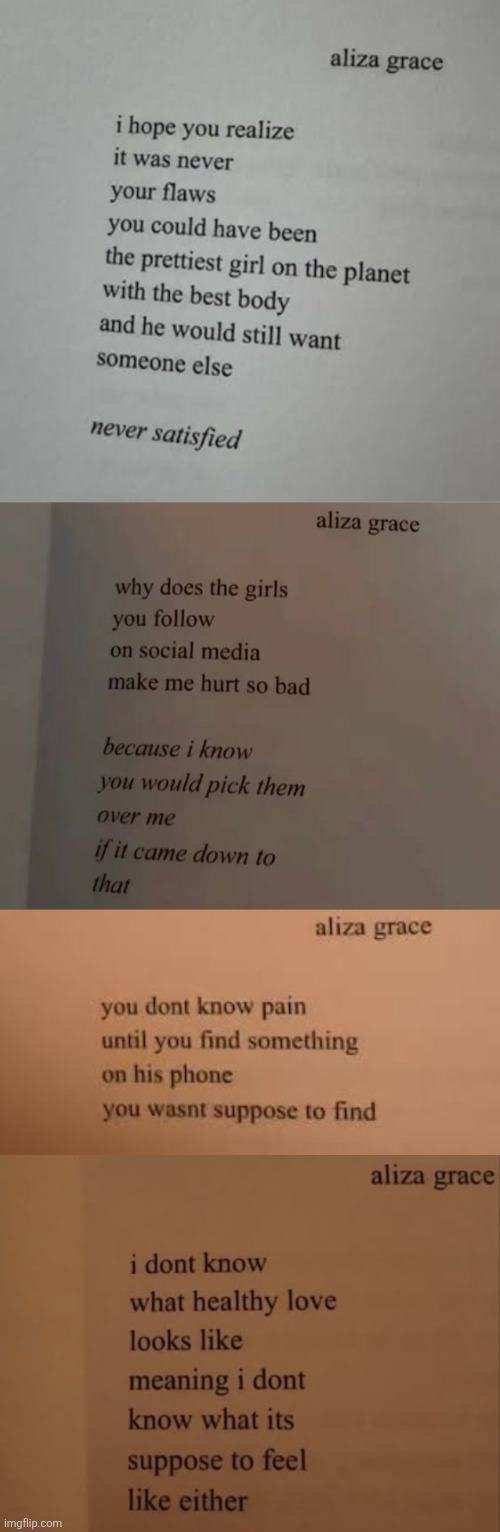 aliza grace's "poetry" | made w/ Imgflip meme maker