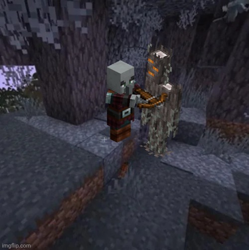 Vindicator Running Away From Creaking | image tagged in vindicator running away from creaking | made w/ Imgflip meme maker