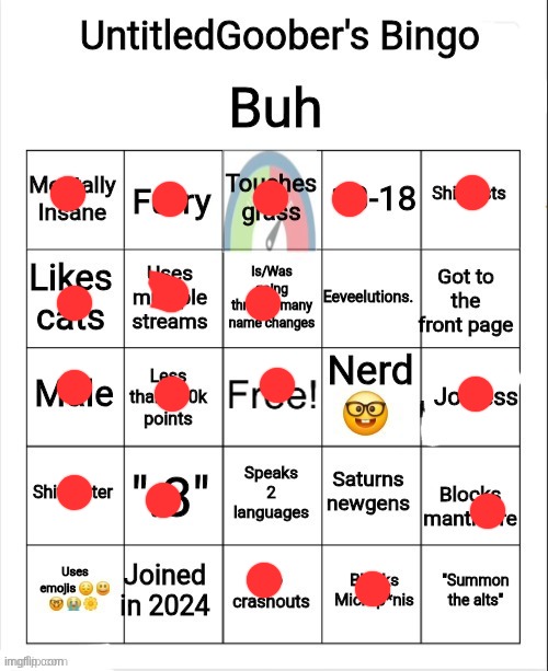 UntitledGoober's Bingo | image tagged in untitledgoober's bingo | made w/ Imgflip meme maker