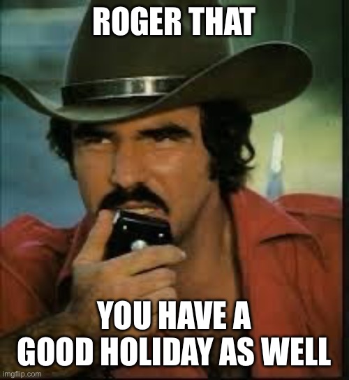 Roger That Good Buddy | ROGER THAT YOU HAVE A GOOD HOLIDAY AS WELL | image tagged in roger that good buddy | made w/ Imgflip meme maker