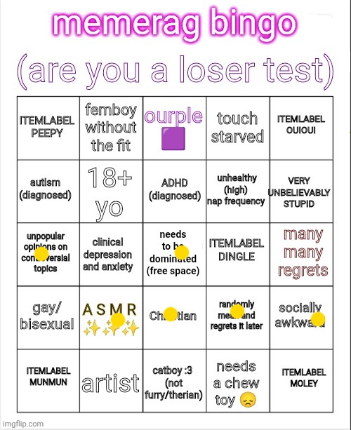 memerag loser bingo | image tagged in memerag loser bingo | made w/ Imgflip meme maker