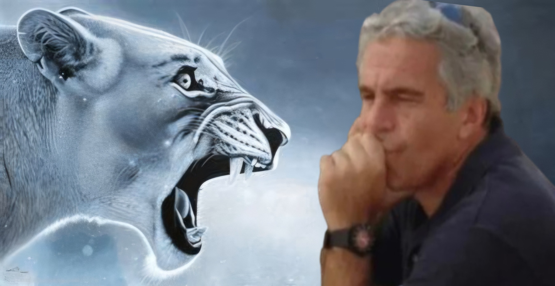 tiger yelling at jeffrey epstein Blank Meme Template
