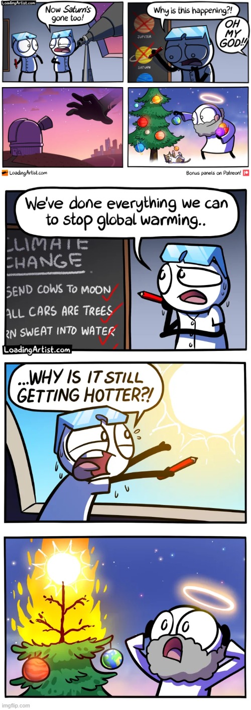 image tagged in god,christmas,christmas tree,planets,sun,fire | made w/ Imgflip meme maker