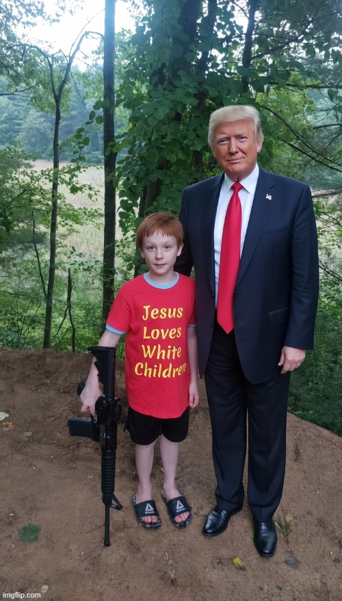 Trump and Kid Jesus | image tagged in trump and kid jesus,black lives matter,jesus loves white children | made w/ Imgflip meme maker