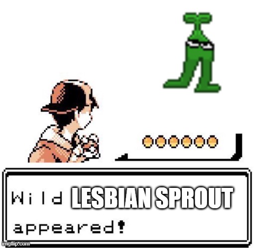 LESBIAN SPROUT | image tagged in blank wild pokemon appears | made w/ Imgflip meme maker