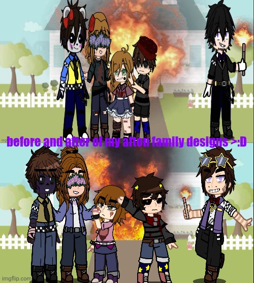 yaya | before and after of my afton family designs >:D | made w/ Imgflip meme maker