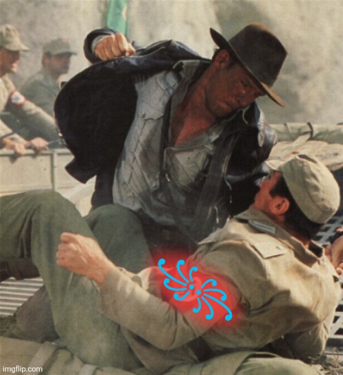 Indiana Jones Punching Nazis | ꧁꧂ | image tagged in indiana jones punching nazis | made w/ Imgflip meme maker
