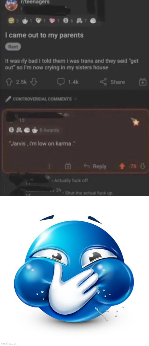 image tagged in blue emoji laughing | made w/ Imgflip meme maker