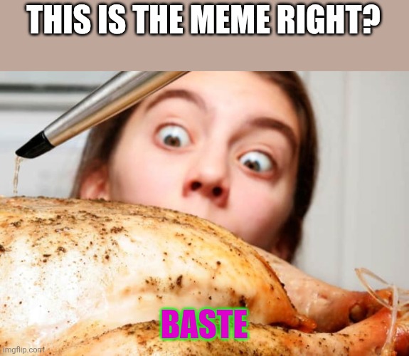 Baste | THIS IS THE MEME RIGHT? BASTE | image tagged in baste | made w/ Imgflip meme maker
