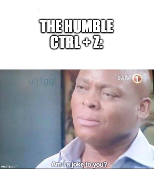 THE HUMBLE CTRL + Z: | image tagged in am i a joke to you | made w/ Imgflip meme maker