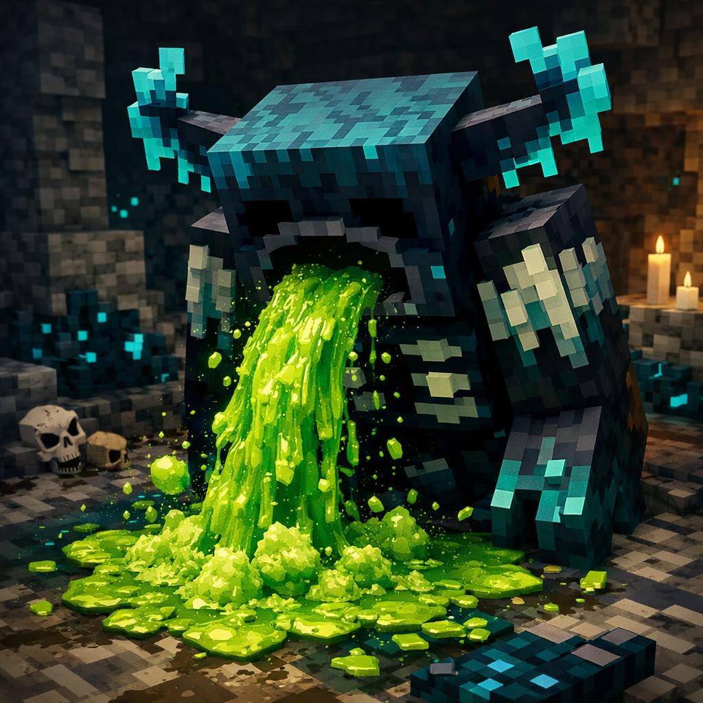 a puking Minecraft warden Blank Meme Template