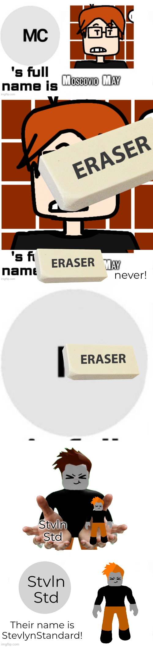 never! Stvln
Std Stvln
Std Their name is
StevlynStandard! | image tagged in moscovio may | made w/ Imgflip meme maker